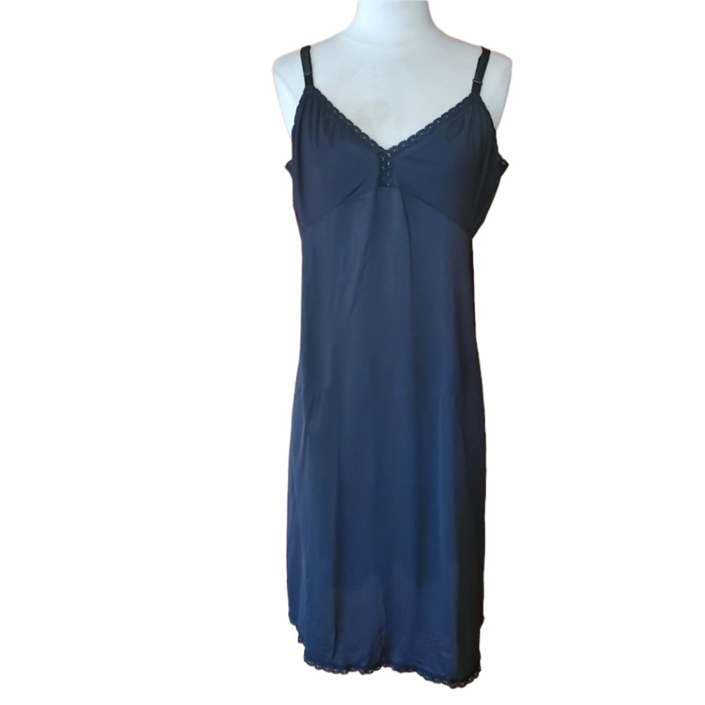 Vintage Shadowline Black Lace Trim Slip/Nightgown